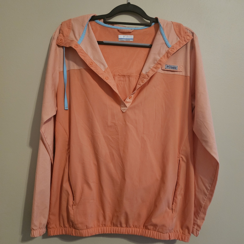 Columbia Women's Medium Peach Orange Windbreaker Jacket Zippered Pockets